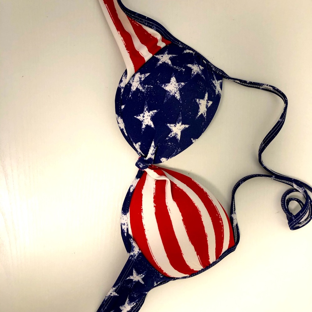 Padded American flag bathing suit top